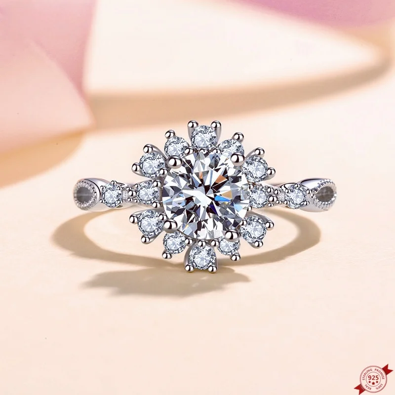 

Серебряные кольца S925 с муассанитом 0,5/1,0 карата для женщин с платиновым покрытием, свадебное кольцо с бриллиантами, модные ювелирные изделия, оптовая продажа