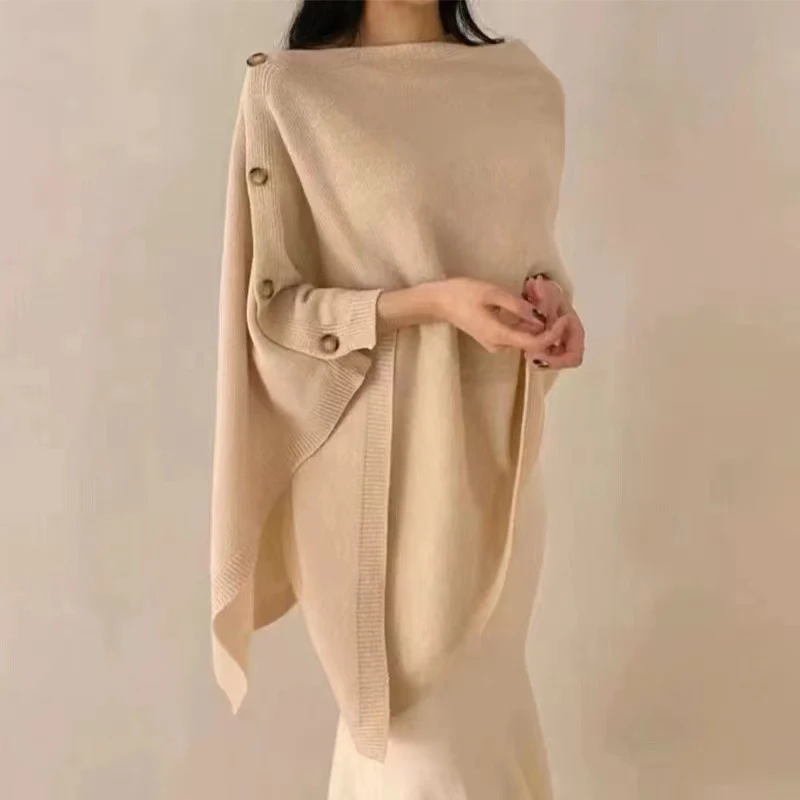

2025 Autumn/Winter New Women's Cardigan Korean Version Wool Knitted Shawl Cloak Multifunctional Warm Scarf Fashion Ponchos Capes