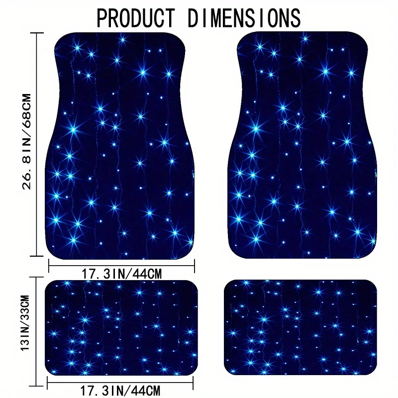 [Stylish SUV Car Mats] 4pcs Blue Starry Sky Pattern Universal SUV Car Mat | Logo Theme Elements For Front And Rear Seats, Stylis