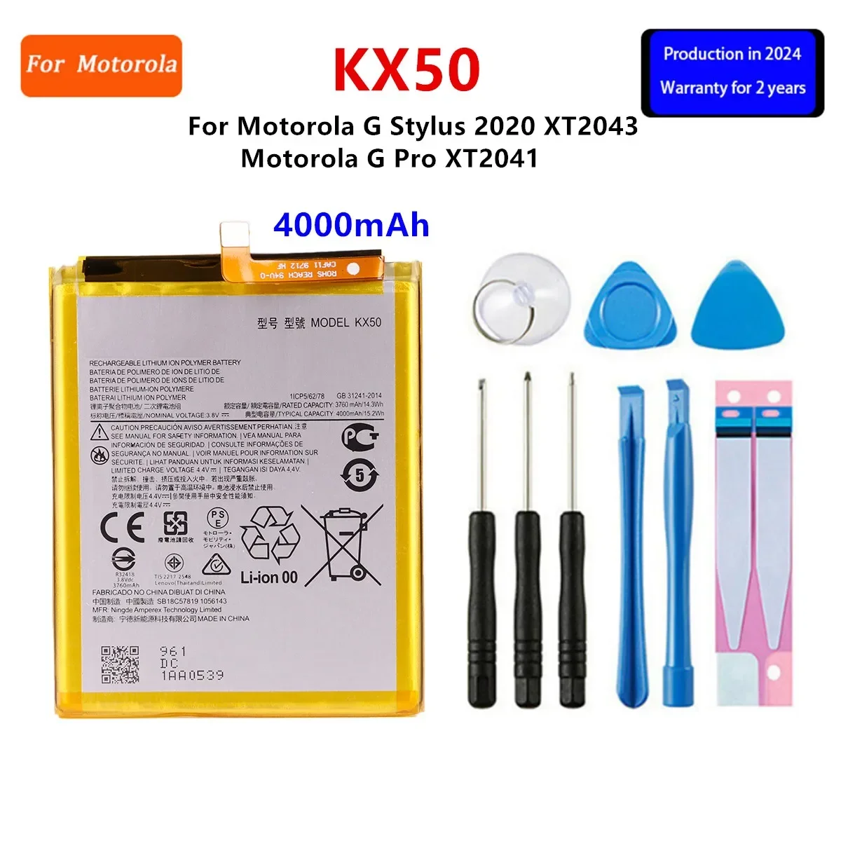 Battery KX50 NT40 PD50 PG50 MD50 For Motorola MOTO G Stylus 2020 Pure 2021 Power 5G 2023 Stylus 5G 2023 Phone Batteries+Tools