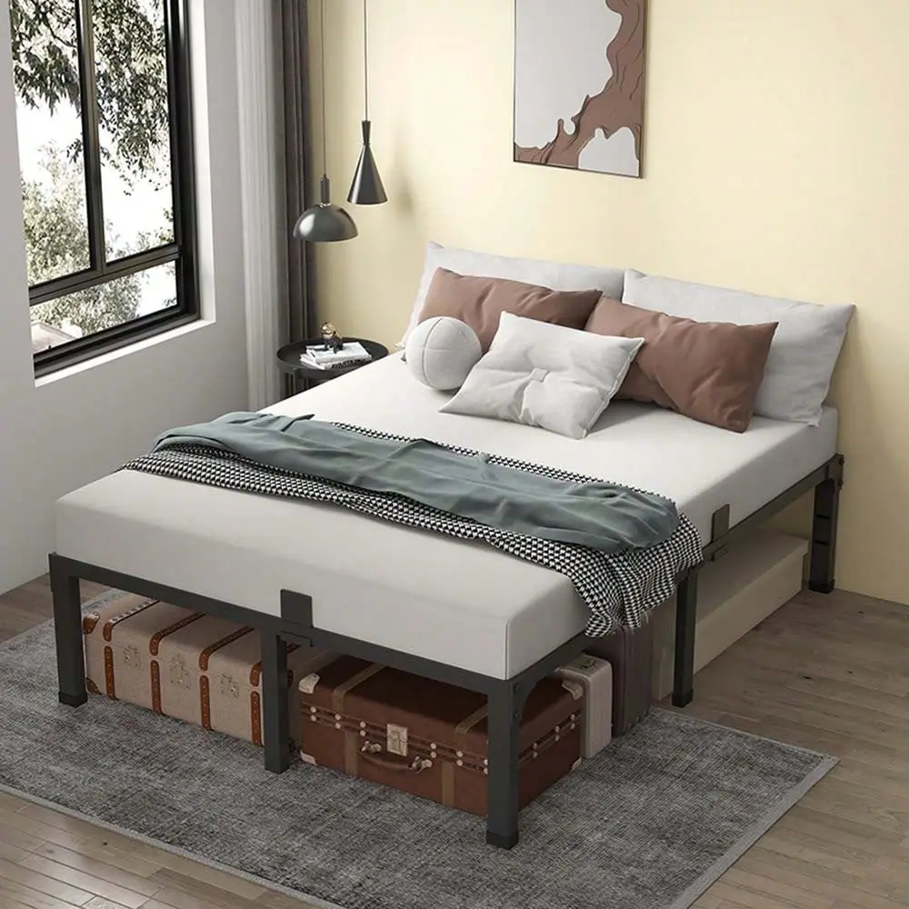 14 Inch Metal Platform Full Size Bed Frames, Heavy Duty Black Bed Frame With Steel Slats Support, No Box Spring Needed, Noise F