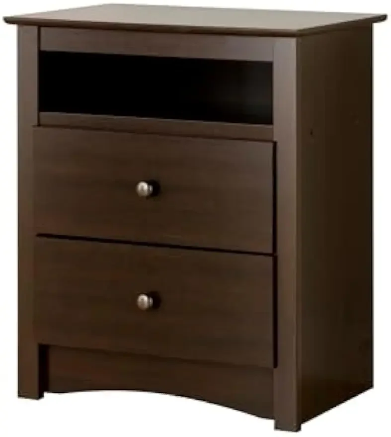 

Fremont 2 Drawer Nightstand: Elegant Bedroom Furniture, Bedside Table with Open Shelf, 23.25"W x 16"D x 28"H,Espresso - EDC-2428