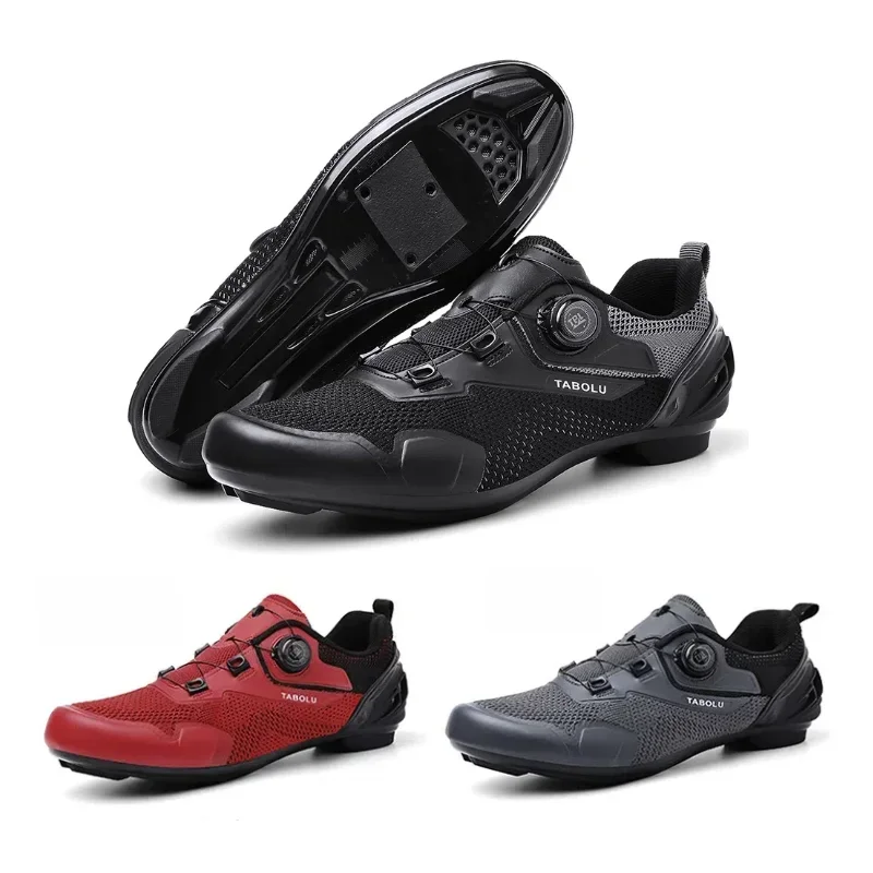 

Велосипедная обувь для мужчин и женщин — обувь для горного велосипеда с вращающейся пряжкой, шнуровкой, дышащей сеткой, противоскользящей нейлоновой подошвой MTB