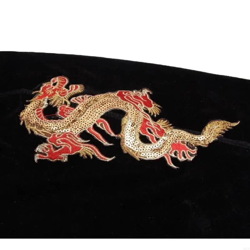 قبعة قرصان مخملية ذهبية بنمط التنين الصيني من Durags مناسبة للارتداء اليومي