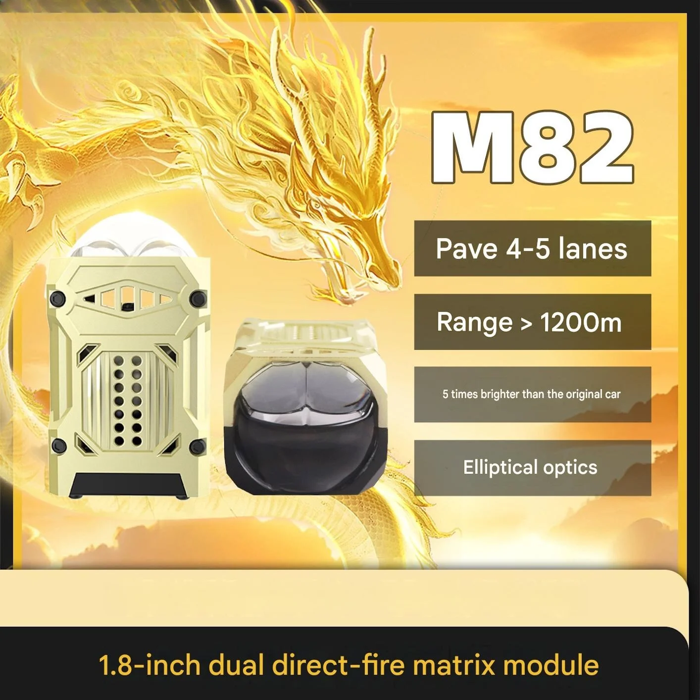 NXY M82 1.8 Inch LED Bi Laser Projector Lens Matrix Car Headlight Dual Beam Focus High Low Retrofit Kit Universal Auto Upgrade