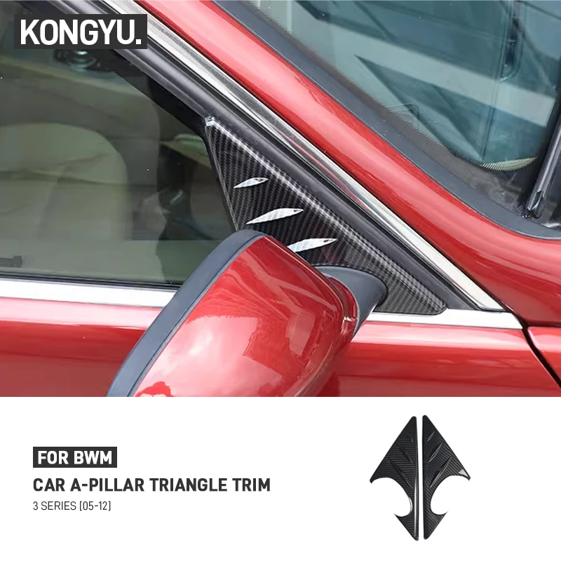 

For BMW 3 Series E90 E91 E92 E93 2005-2012 Real Dry Carbon Fiber Car A-pillar Triangle Trim Cover Sticker External Accessories