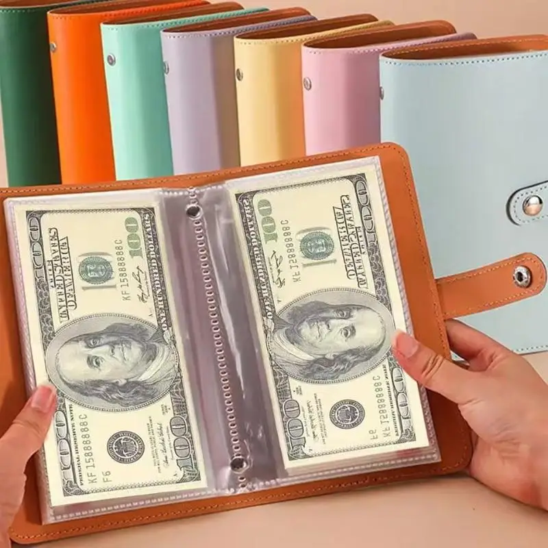 PU Leather Photo Money Card Holder With 50 Inner Pages Snap Closure For Storing Photocards Business Cards Tickets Paper Money