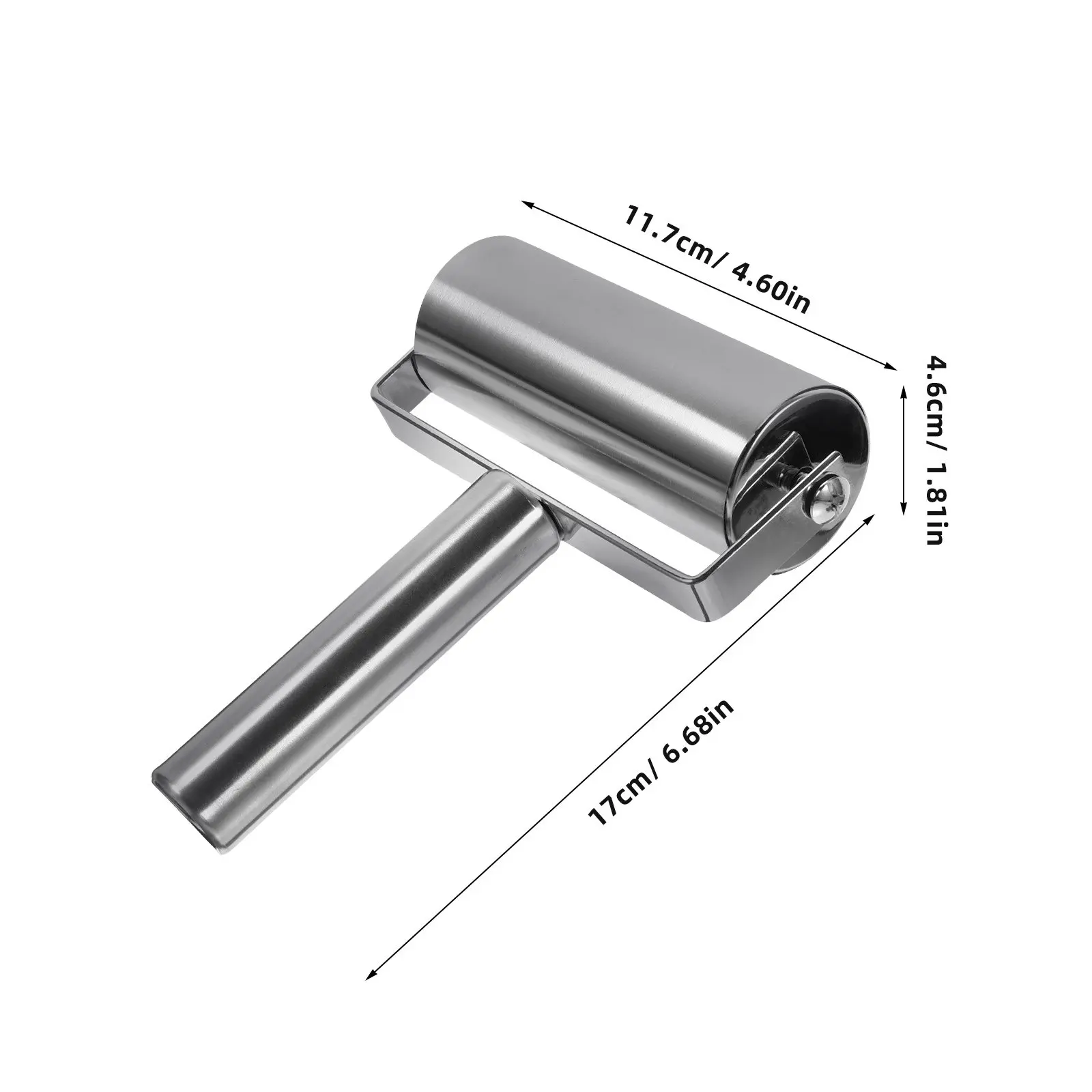 Stainless Steel Dough Rolling Pin T-Shaped Single Head Kitchen Bakery Roller Time Saving Smooth Rolling Wheel Pastry Roller