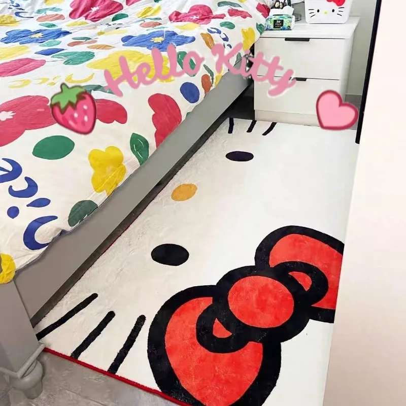 

Ковер Hello Kitty, прикроватный ковер для спальни, ковер для гостиной, каваи, сердце для девочек, детское украшение для комнаты принцессы, мягкое и удобное