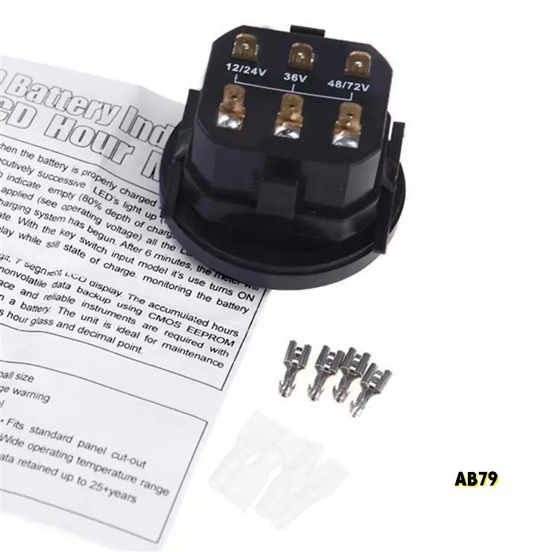 

5X 12V/24V/36V/48V/72V LED Digital Battery Status Charge Indicator With Hour Meter Gauge Black