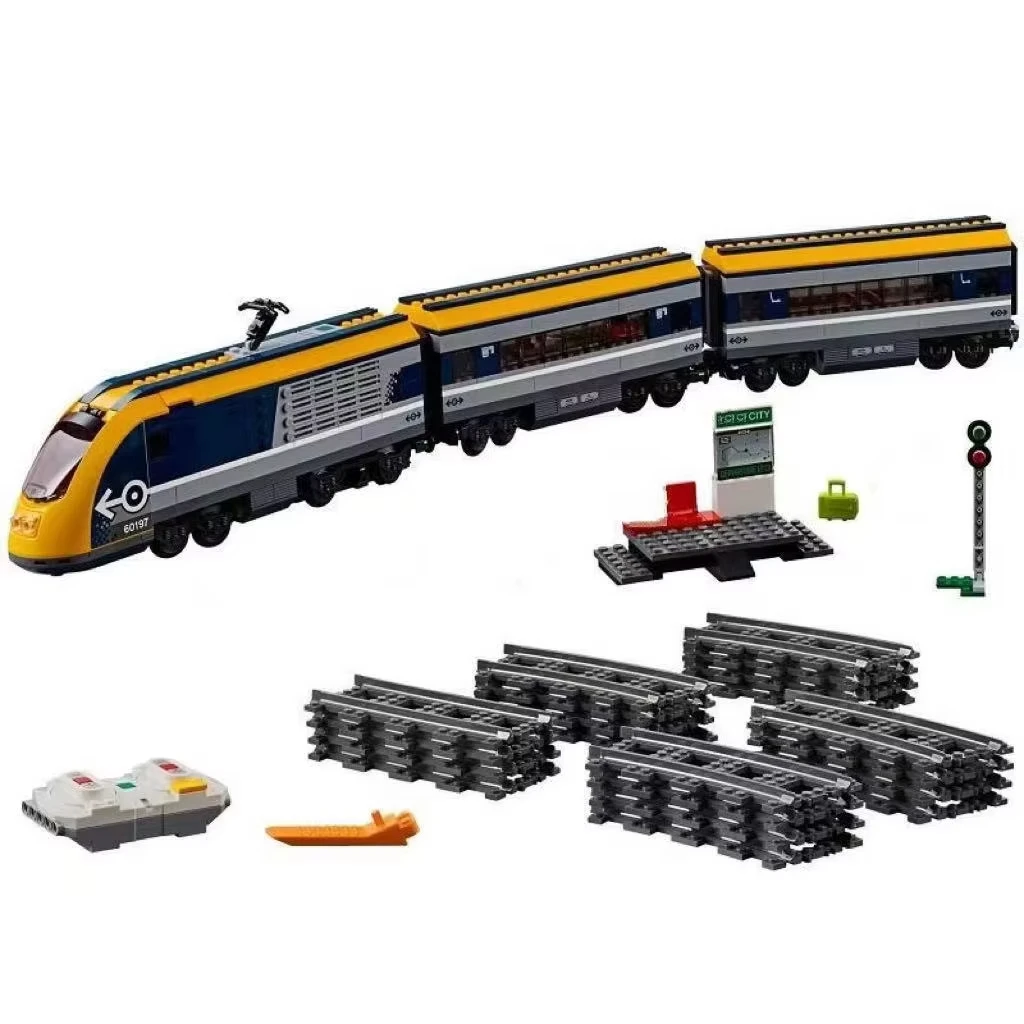 

2026 new adult city high-speed train building blocks train track kit difficult to assemble collection model remote control car h