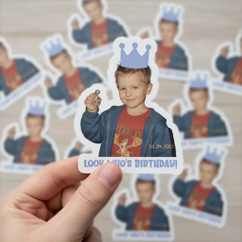 Customized 5x5cm Fun Birthday Stickers (100 pieces), suitable for solo gatherings, scattered table decorations, prank stickers,