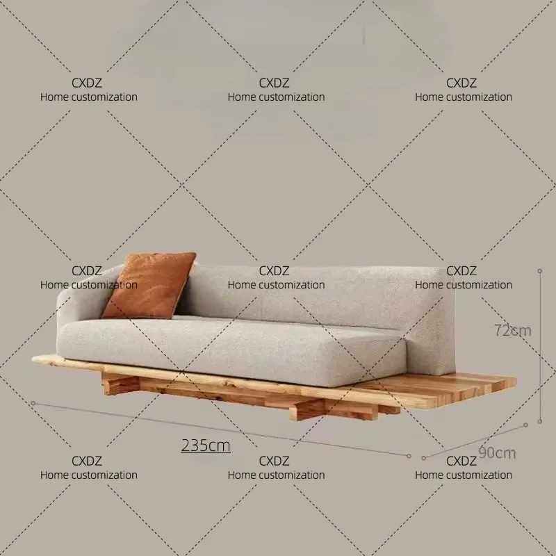 style all-solid wood sofa, simple and modern small apartment living room, wabi-sabi wind furniture