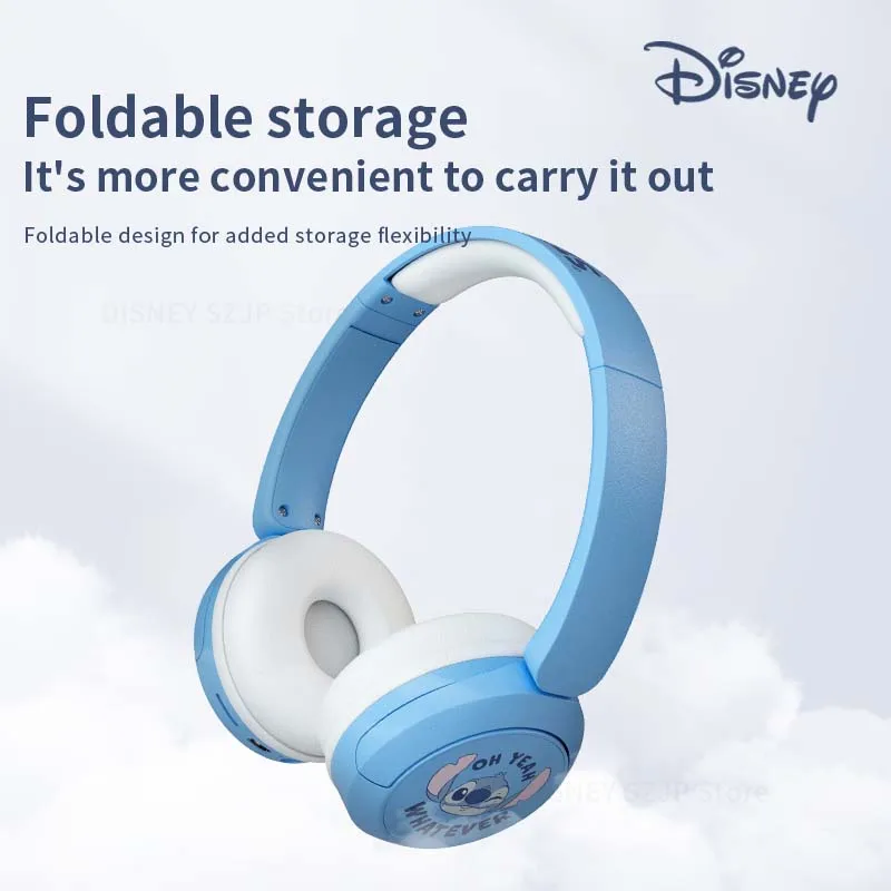 New Disney Stitch Wireless Bluetooth Headphones AH-806 HIFI Sound Stereo Foldable Headsets with Mic for Children Anime Cartoon