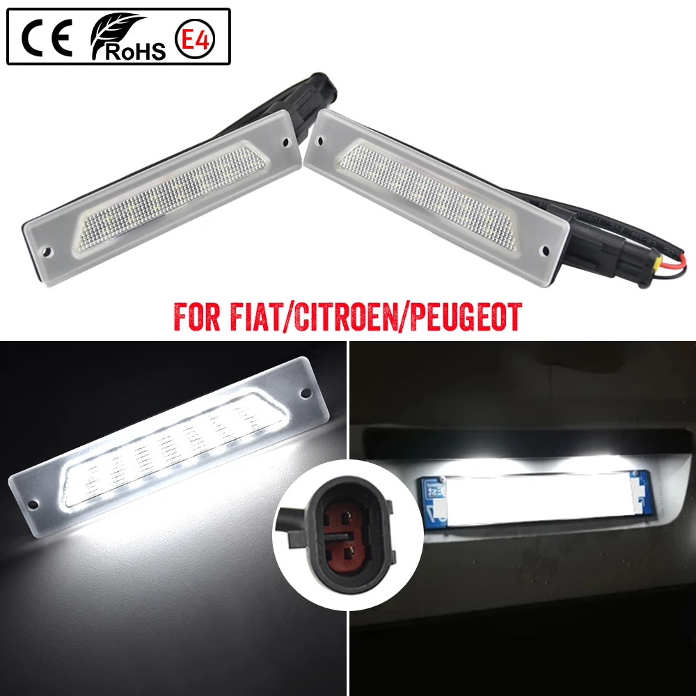 2Pc LED License Number Plate Light For Fiat Ducato Box Bus Peugeot Boxer Bus Manager Citroen Jumper Bus Box Relay 1994 1995-2002