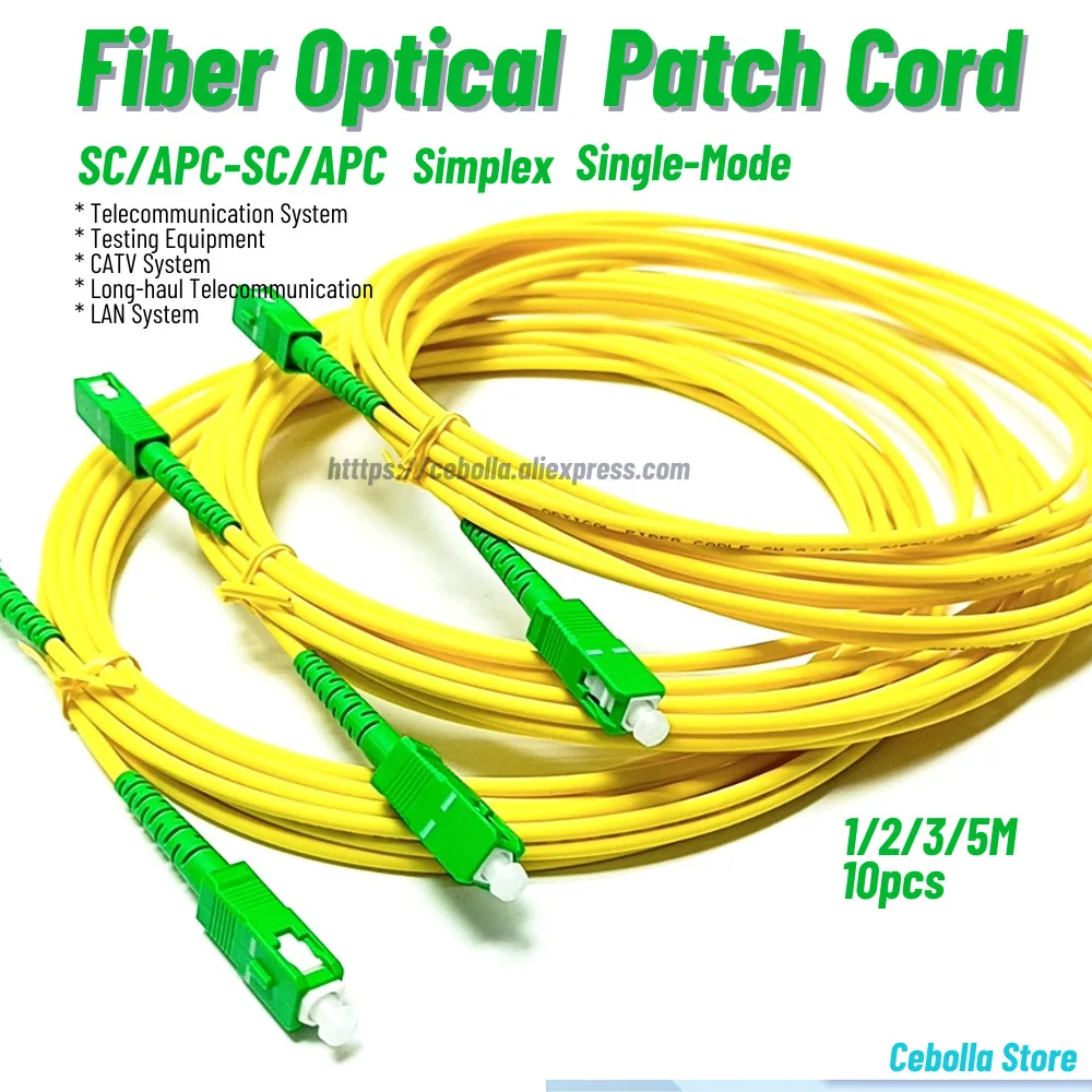 

10pcs Optical Patch Cord SC /APC-SC/APC Single Mode 9/125 G652D LSZH 1m 2m 3m 5m Fiber Optic Jumper Cable FTTH