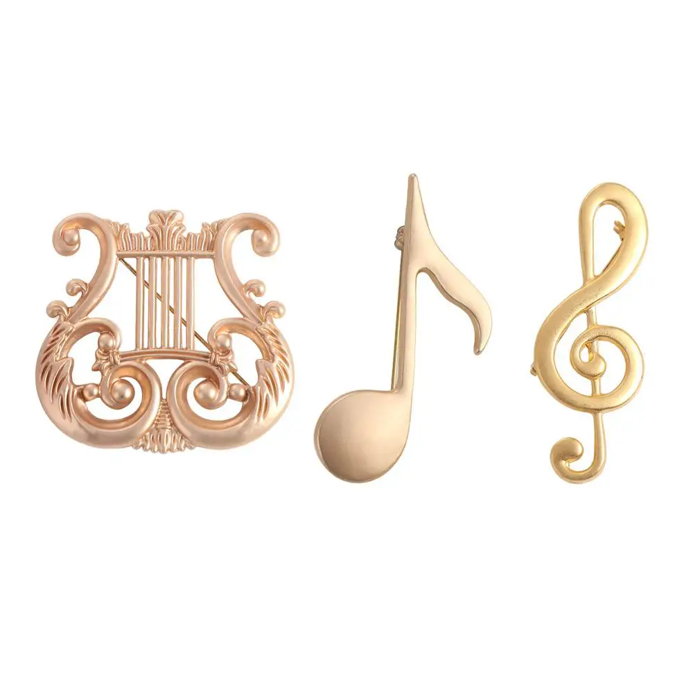 Fashion Music Instrument Eighth Note Pin Music Note Alloy Treble Clef Pins Jewelry Vintage Harp Badge Backpack Decoration