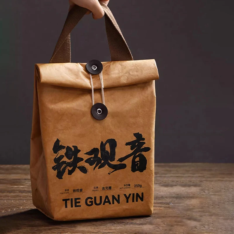 Top-grade Classic China Tea Set TIE GUAN YIN DA HONG PAO Word 250g Dianhong Blacktea Bag Puer Kraft Paper Tote Bag Customizable