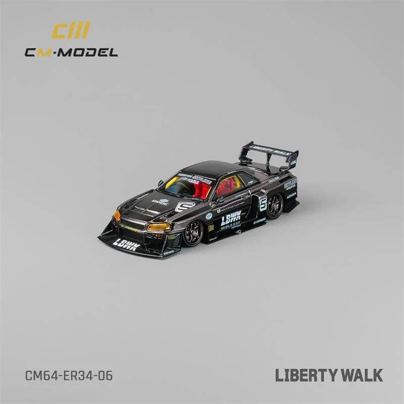 

CM MODEL 1:64 LBWK ER34 Super silhouette Chrome gungray Diecast Model Car