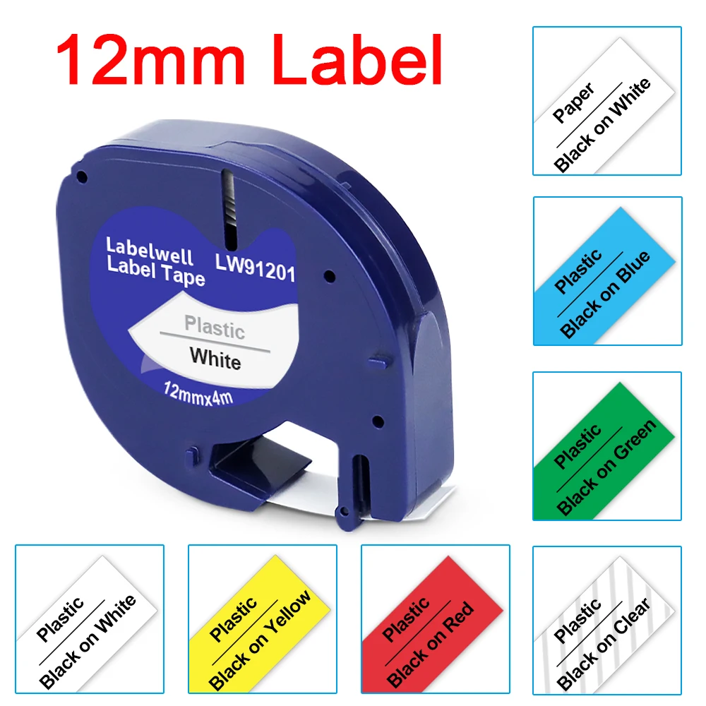 

Labelwell совместимый с Dymo 91201 12267 LetraTag 91202 91203 91204 91205 91200 LT этикетка кассета для Dymo Letratag LT100H принтер