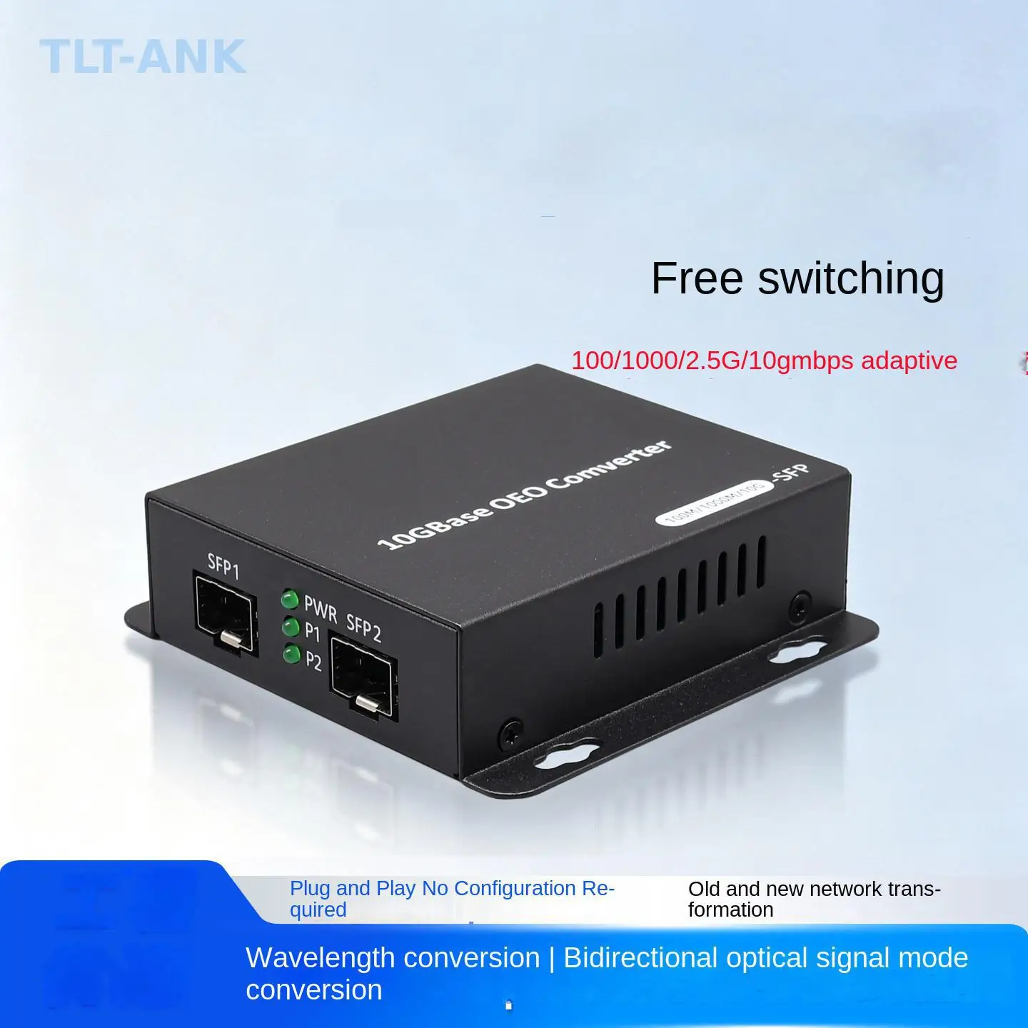 100M Gigabit 10G Fiber Mode Converter, Single & Multi Mode Conversion, 10G OEO Fiber Extender with SFP Optical Interface