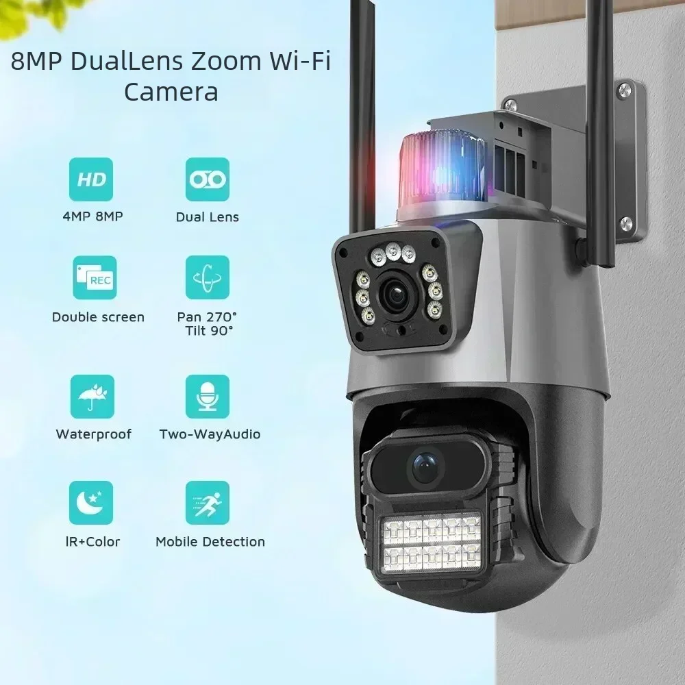 Xiaomi 8MP 4K Wifi Camera Dual Security Waterproof Security CCTV Video Surveillance Camera Police Light Alarm IP Camera