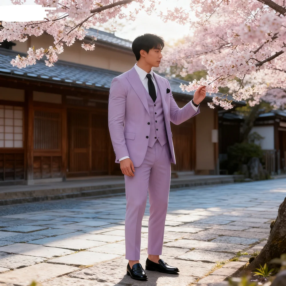 

3 Piece Men's Wedding Suits Formal Groom Tuxedo Prom Party Male Fashion Clothing Set with Peak Lapel Jacket Pants Vest