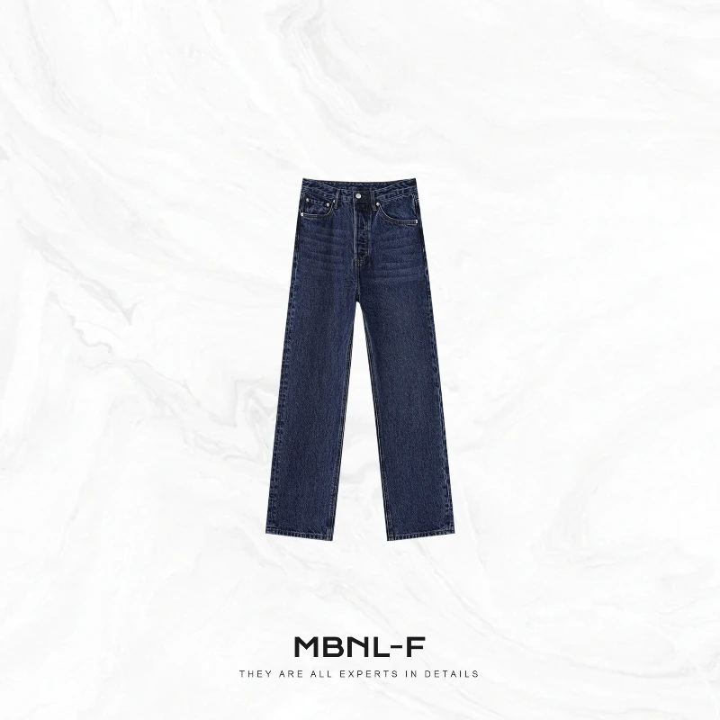 

Джинсы MBNLF TT Blue Cow Heavyweight с широкими штанинами, 100% хлопок, высокая талия, прямой крой, микроэластичные, женские.