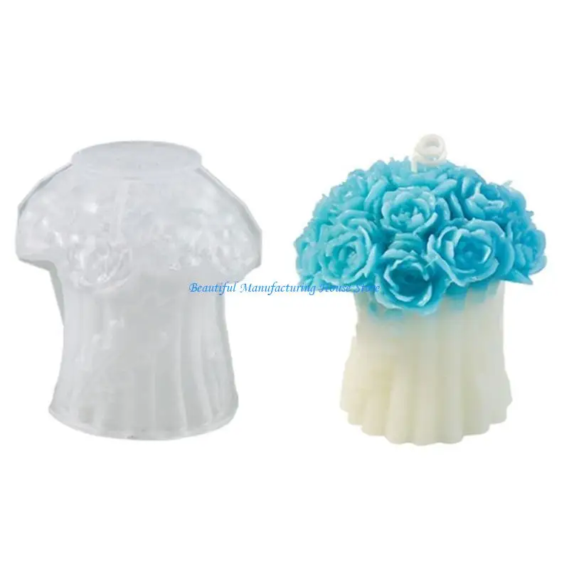 E56A Stampi in silicone Stampi per realizzare candele Stampi artigianali in silicone Forma fiore Stampi per ornamenti fatti a