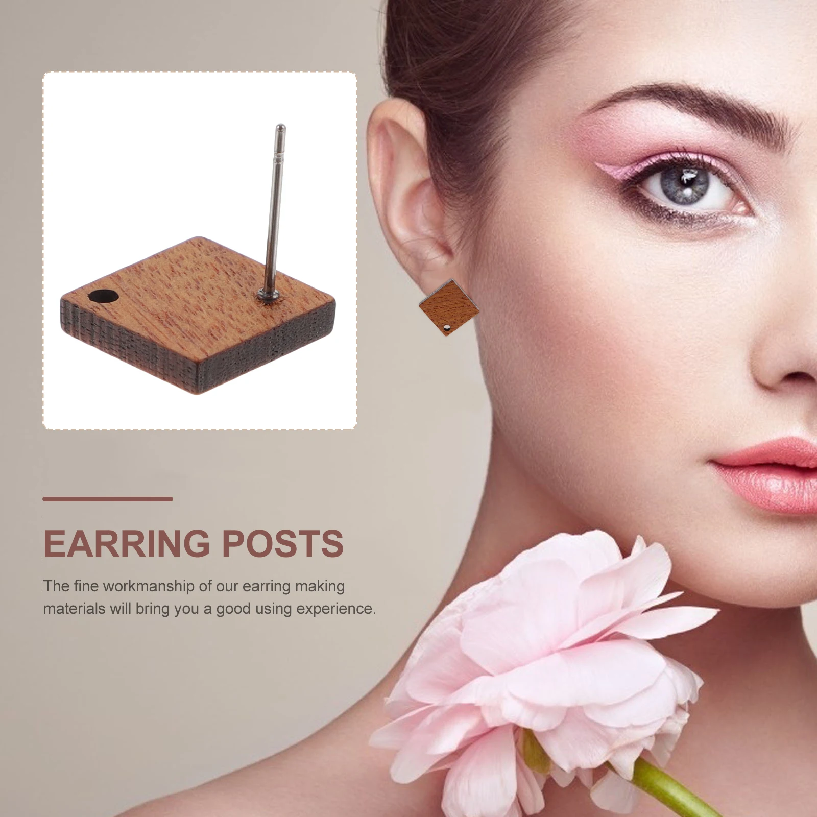 

30 Pcs Ear Acupuncture Earring Material Miss Earrings Studs Wood Jewelry Making