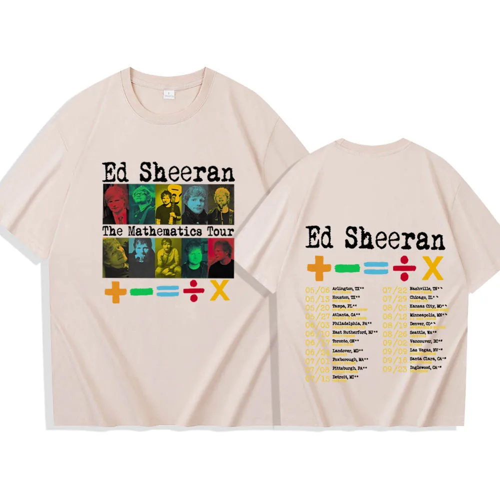 Ed Sheeran Mathematics Tour Économie, Chemises à manches courtes, Col rond, Hip Hop, Harajuku, 2024