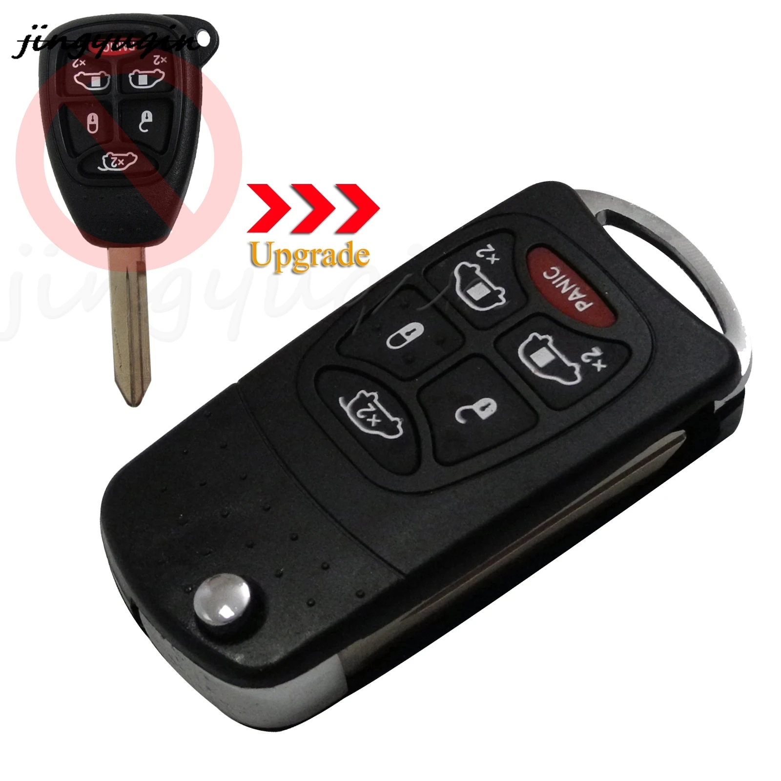 jingyuqin 6 Buttons Flip Remote Car Key Case Shell For Chrysler Town Country Dodge Grand Caravan Jeep