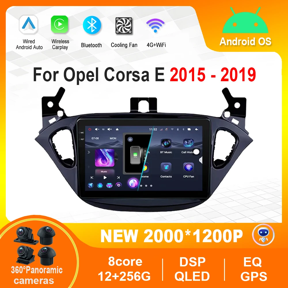 Para Opel Corsa E 2015 - 2019 Android Auto coche Radio de vídeo inteligente reproductor Multimedia Bluetooth navegación GPS pantalla táctil HD