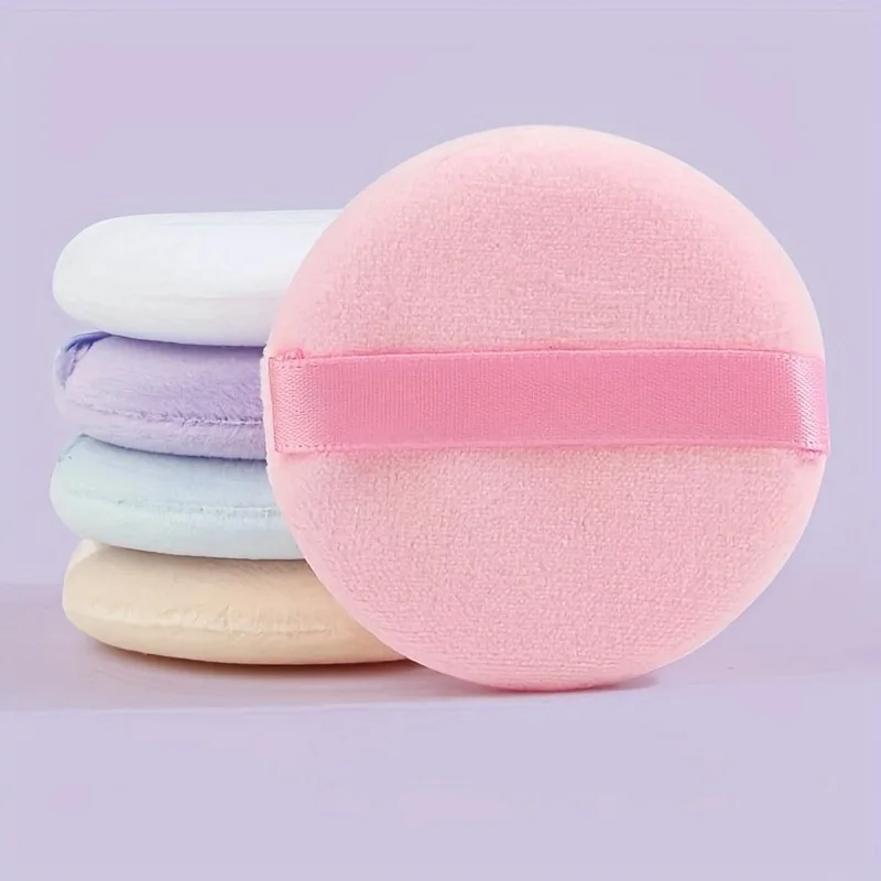 5Pcs Air Cushion Makeup Puffs With Straps Soft Blending Sponge For Loose Powder Body Powder Round Powder Puff With Storage Box