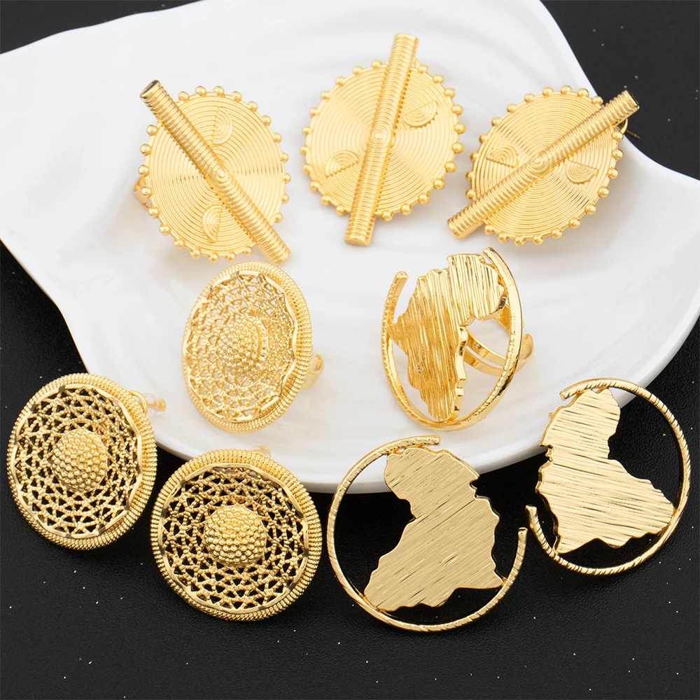 Luxury 18K Gold Plated Earrings Ring for Women Dubai Jewelry Set African Gold Color Jewellery for Party Wedding Accessories Gift