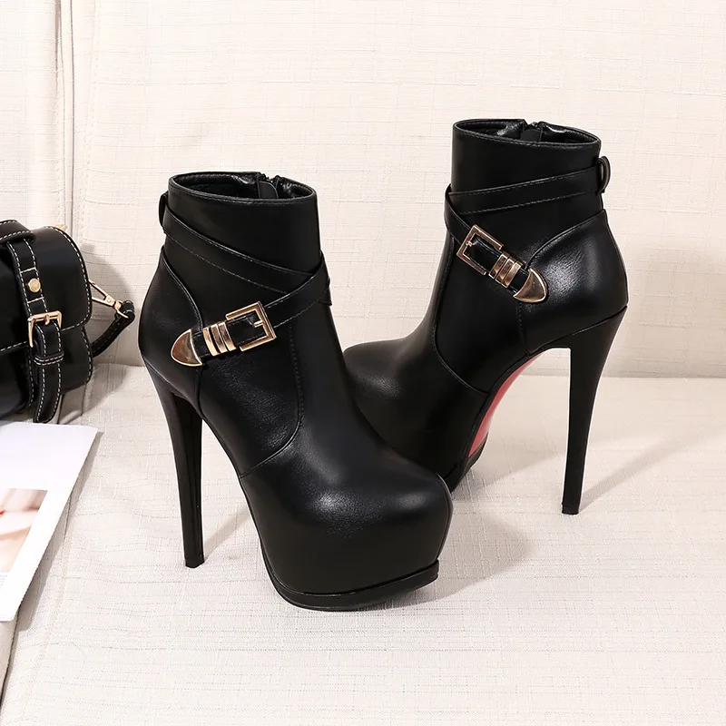 

2023 Europe America Winter Fashion Ultra-high Heels Side Zip Platform Boots Sexy Party Shoes Bare Boots Non-slip Boots for Women