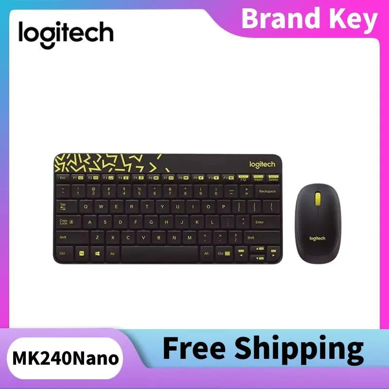 

Logitech MK240Nano Беспроводная офисная клавиатура и мышь, брызгозащищенный, водостойкий дизайн, ноутбук, настольный домашний офис, использование