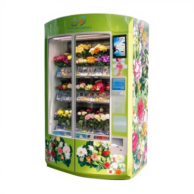 for Coin Operated Cash Payment Flower Vending Machine with Transparent Shelf Refrigerated Humidification System in Hospital