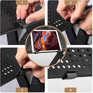 Klappbarer Bett-Tisch, leicht, kompakt, verstellbarer Computertisch für PC, tragbarer Tisch, Lesetisch für Ultrabook, Bücher, Zeitschriften und Frühstück, Schwarz – Detail 5