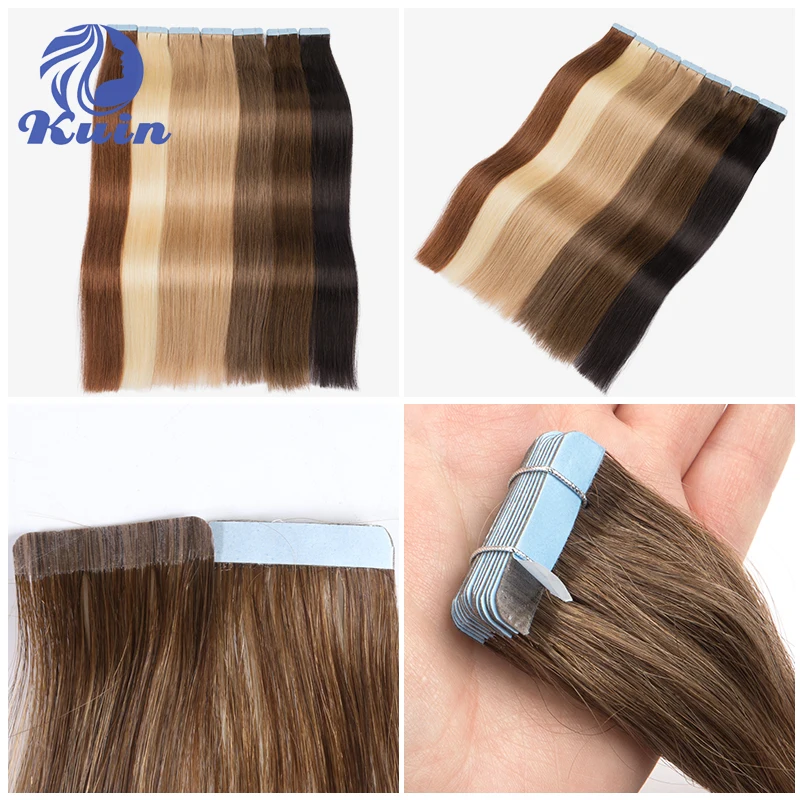 Straight Tape In Hair Extensions Human Hair Double Sided Adhesive 2.5g/pc 20pcs/pack Tape In Hair Natural Seamless Skin Weft image 4