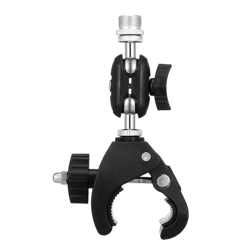 Mic Crab Clamp Dual Ball-Head Joints Clamp Microphone Mount For Mic-Stand Desktop Shelf Drum