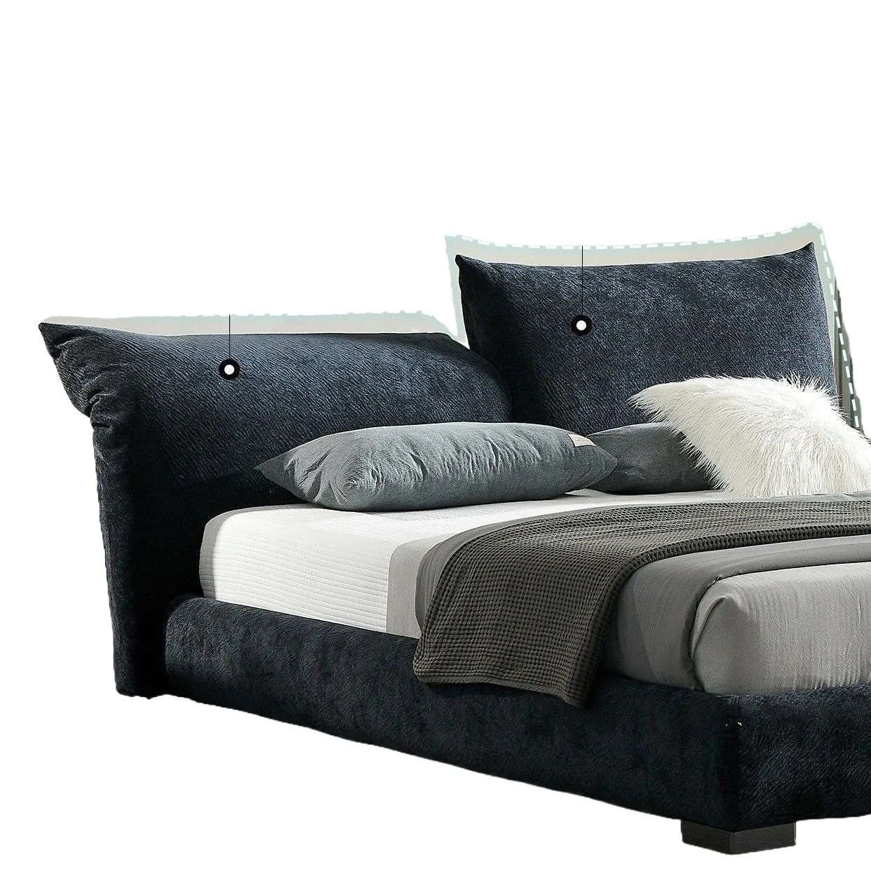 

Italian, minimalist, petal bed, master bedroom, adjustable, bedside, double