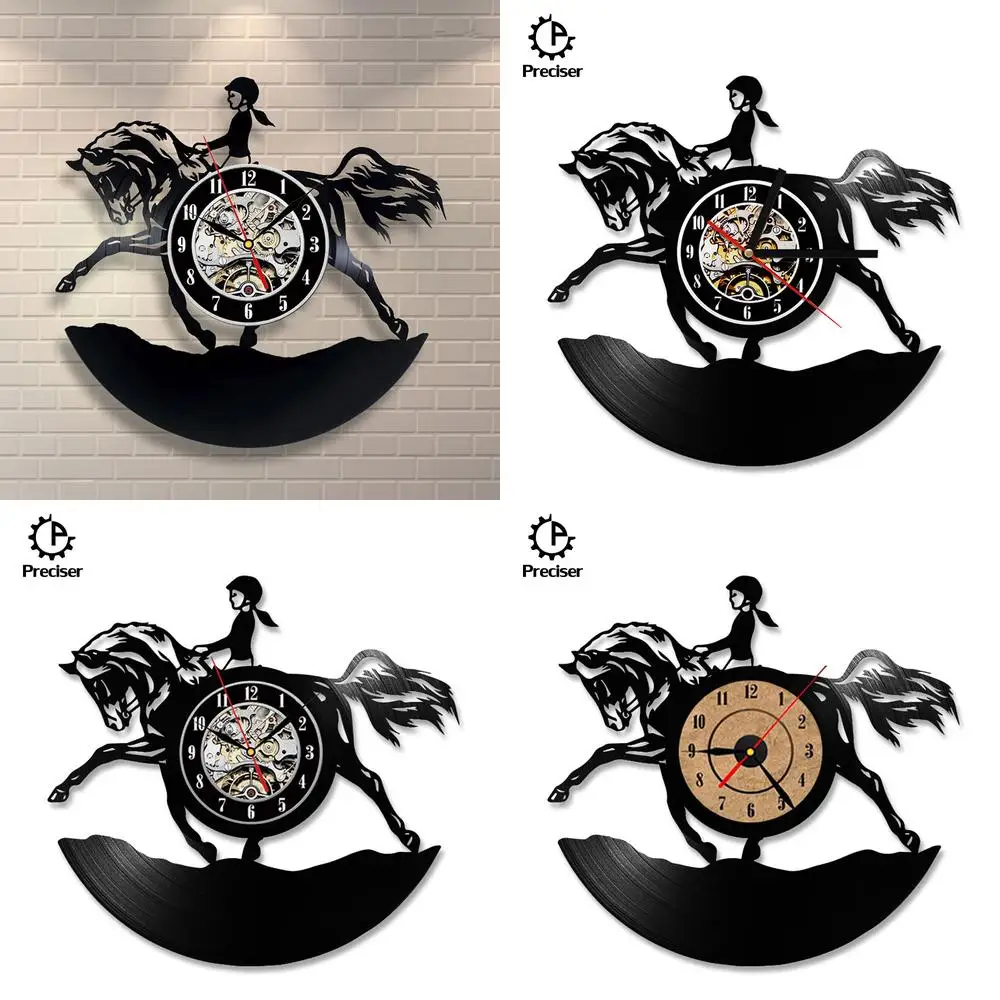 

3D Vinyl Record Clock Rider Style Creative Design Wall Clock Retro Home Decor Clock