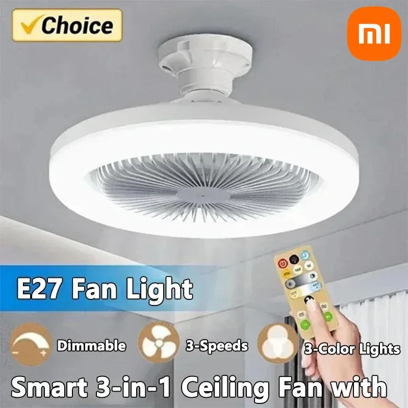 

Xiaomi Smart 3In1 Ceiling Fan With Remote Control Lighting E27 Conversion Base 85-265v Lighting Base Suitable Bedroom and Living