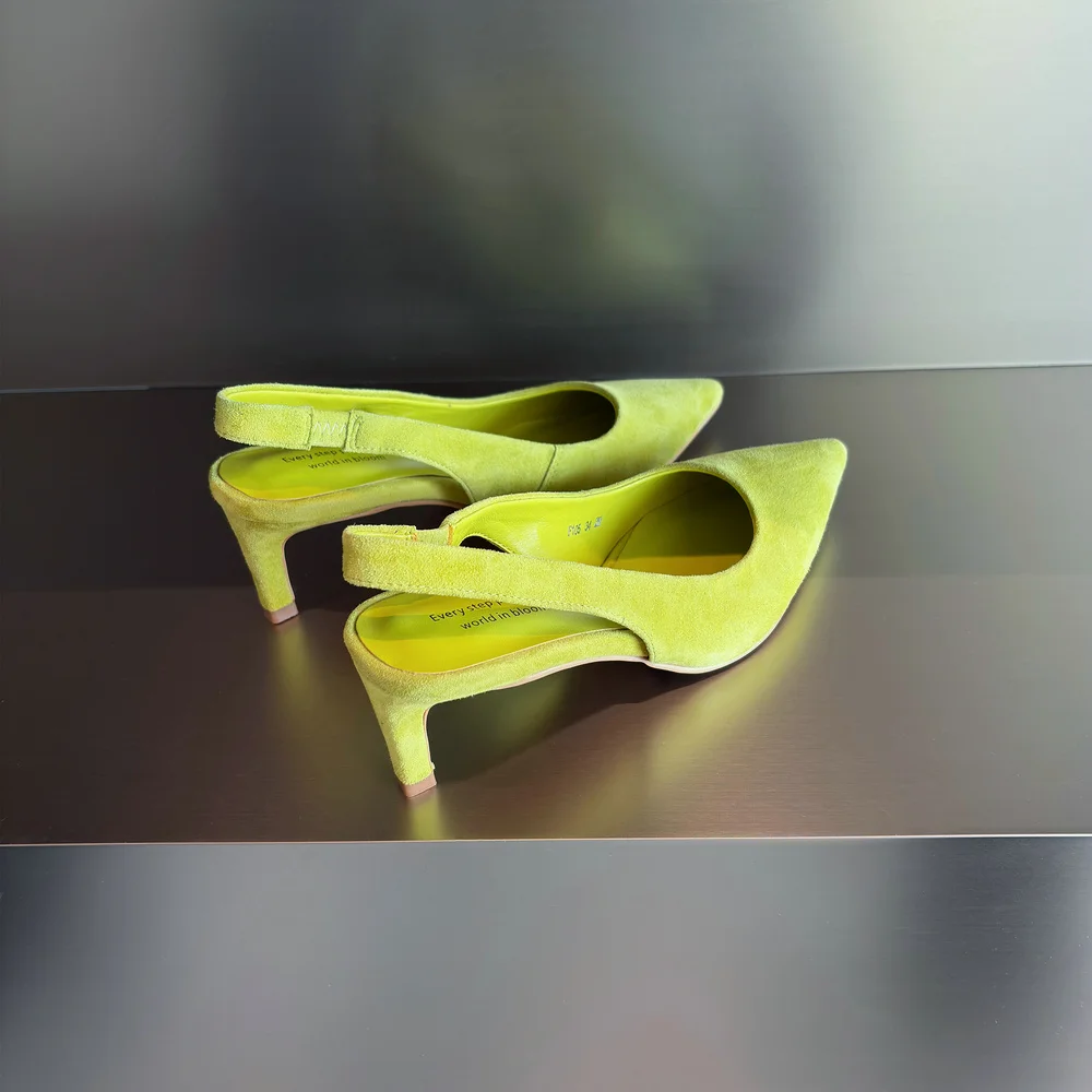 ESVEVA 2026 Fashion Spring Sheep Suede Women Pumps Shoes Sexy Slingback High Heels Sexy Summer Sandals Shoes Party Dress 34-40 image 2
