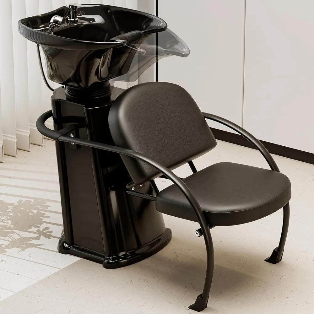 

Professional Shampoo Bowl and Chair Set for Salon, Backwash Shampoo Station w/Adjustable Sink, Ergonomic Hair Washing Unit Chair