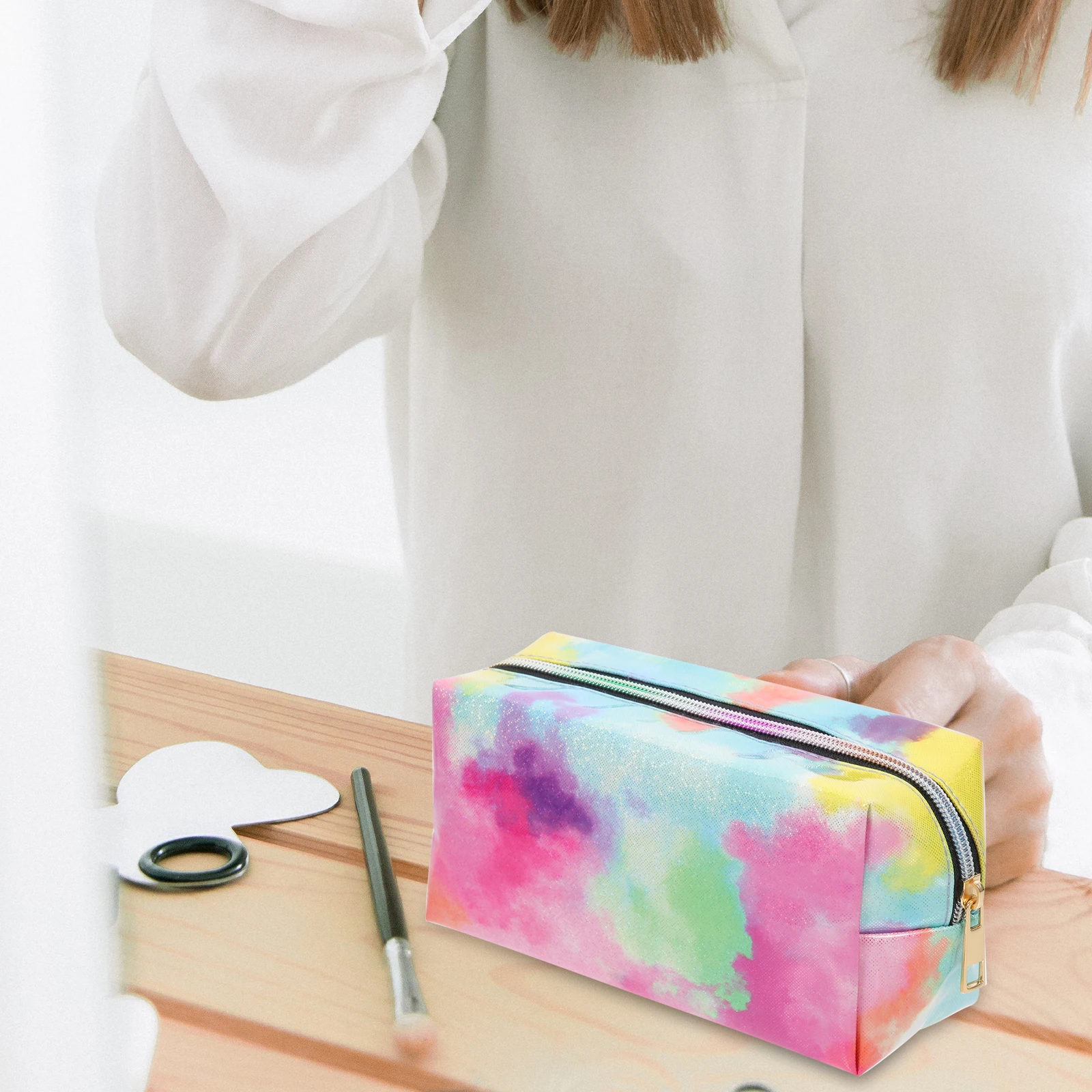 

3Pcs Tie-Dye Makeup Bag Set Portable Pouch Travel Toiletries Organizer Handheld Storage Bags for Women Girls