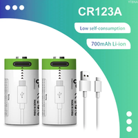 CR123A Batteries 3.7V Li-ion 16340 17345 Rechargeable Battery for Laser Pen LED Flashlight Cell + Type-C Cable Fast Charging