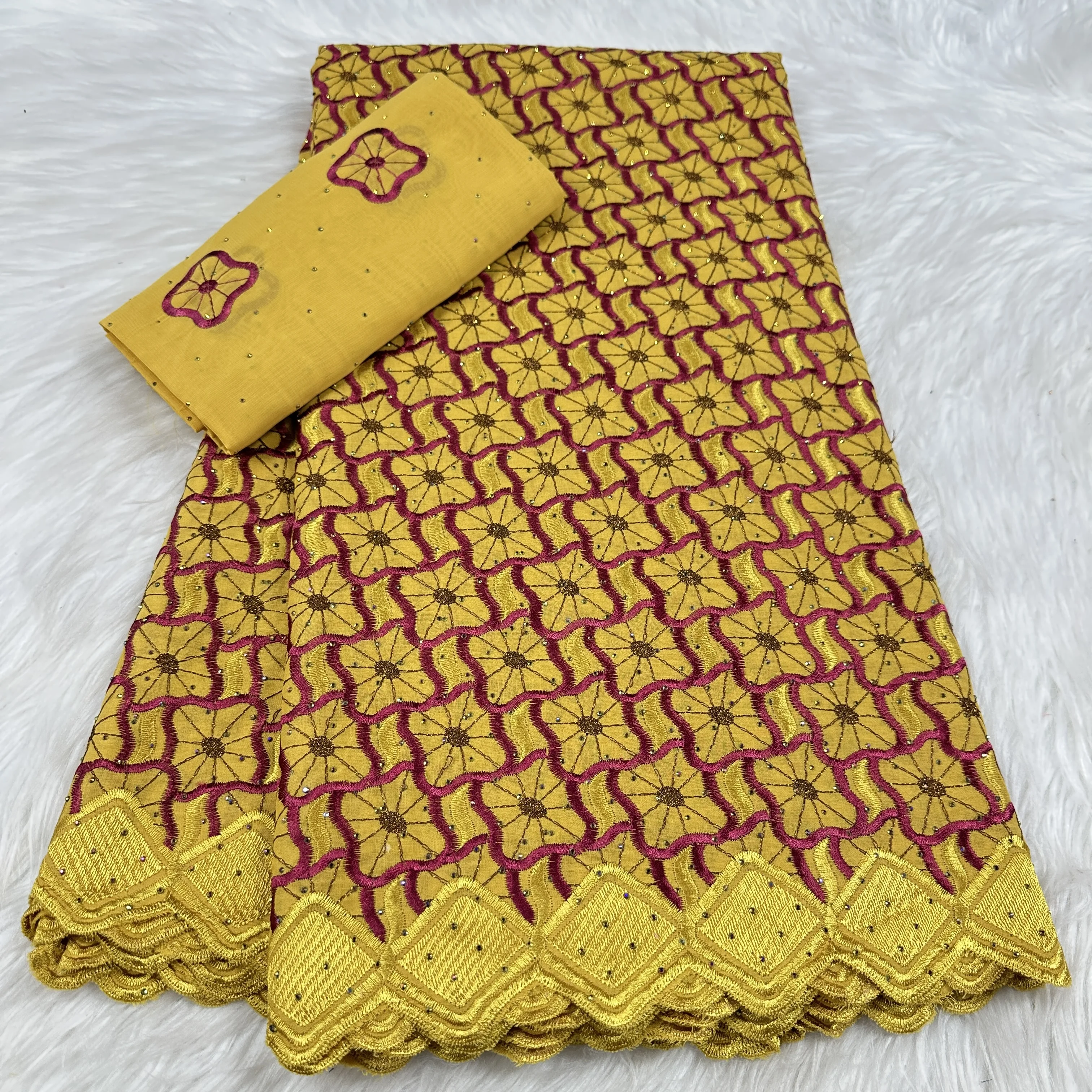 Nigerian Lace Fabrics 2025 High Quality Lace African Lace Fabric Cotton Lace Swiss Cord Lace Fabric For Party Dress Sewing -YC