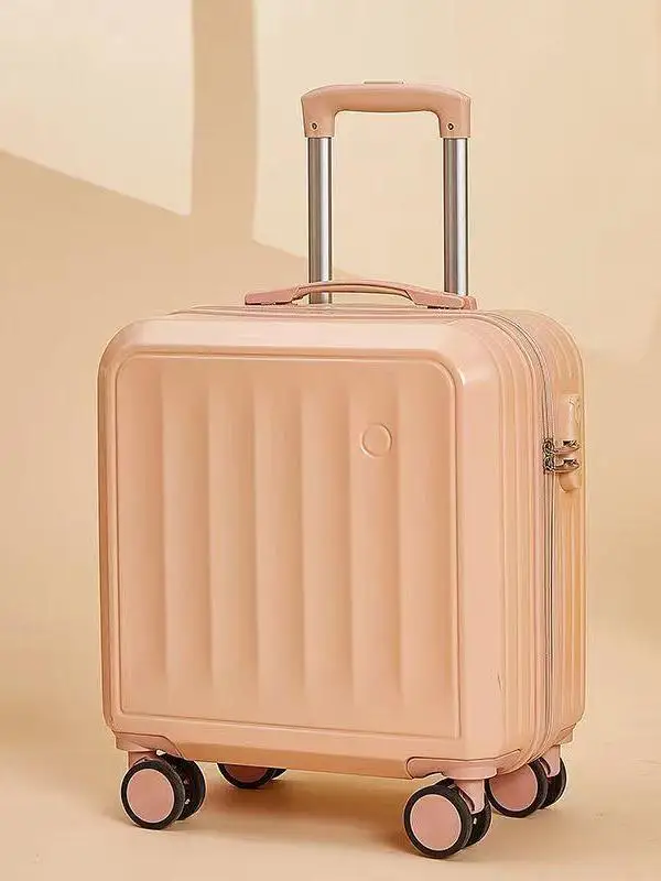 18-inch-carry-on-suitcase-short-trip-business-travel-bag-women's-style-password-lock-abs-pc-material-lightweight-spinne